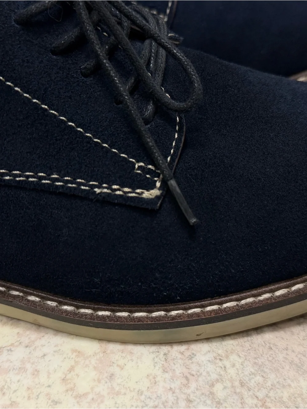 Banana Republic Navy Suede Derby with Tan Sole